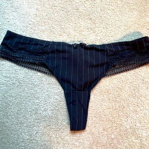 Chantelle Black Stripe Lace Thong. S